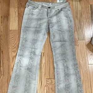 Gray Snake-Print Jeans